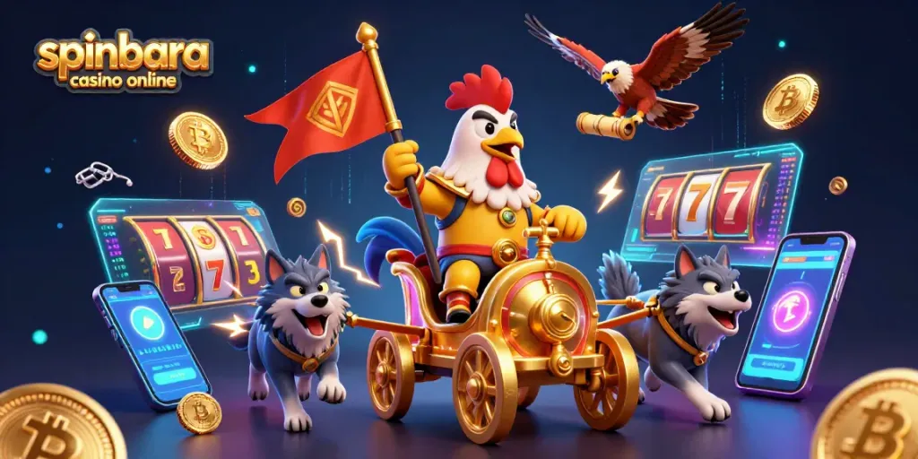 Experience thrilling gameplay at Spinbara Casino online with vibrant symbols and a dynamic casino atmosphere.